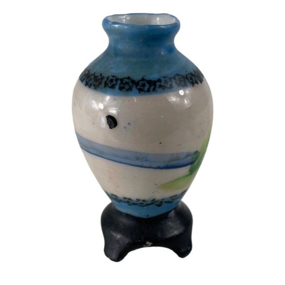 Vintage Occupied Japan Miniature Footed Porcelain Bud Vase Urn Country Scene - Picture 2 of 11